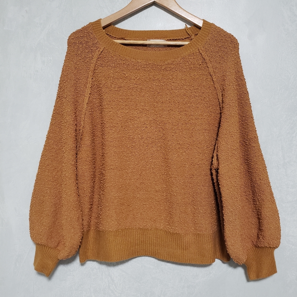 Altar'd State Popcorn Knit Balloon Sleeve Sweatshirt Size S/M